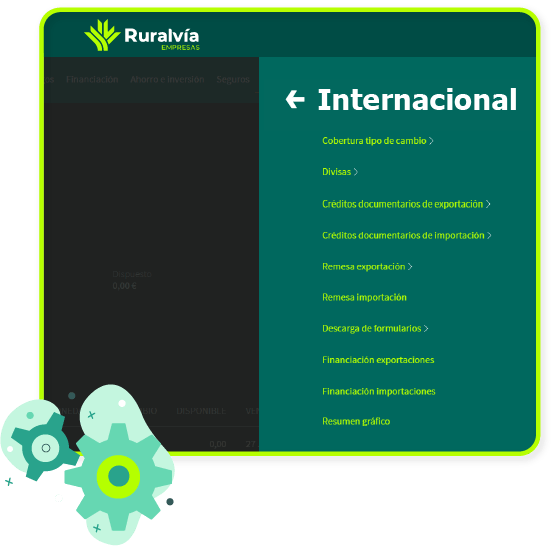 Accede Ruralvía Empresas y ve al menú Internacional Accede Ruralvía Empresas y ve al menú Internacional