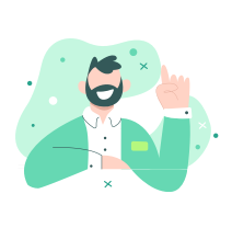 Nuevo menú Ruralvía empresas ilustración hombre levantando el dedo