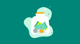 DEPÓSITO Caja Rural de Navarra - ilustración tarro lleno de billetes y monedas DEPÓSITO Caja Rural de Navarra - ilustración tarro lleno de billetes y monedas