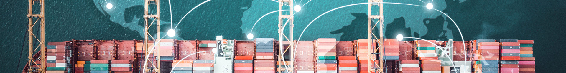 Incoterms - Puerto de carga con contenedores de transporte sobre mapa del mundo Incoterms - Puerto de carga con contenedores de transporte sobre mapa del mundo